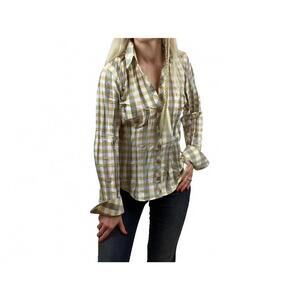 NEW FIRUZE webster check pleated shirt in multi camel